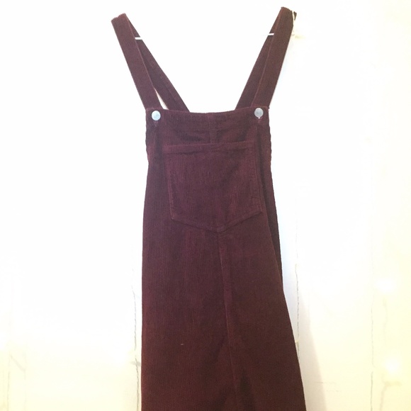 TOPSHOP Burgundy Corduroy Pinafore Dress